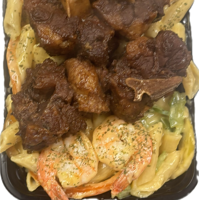 Oxtail and Shrimp Rasta Pasta.