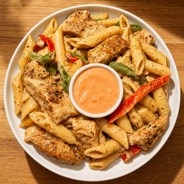 Jerk Chicken Rasta Pasta.